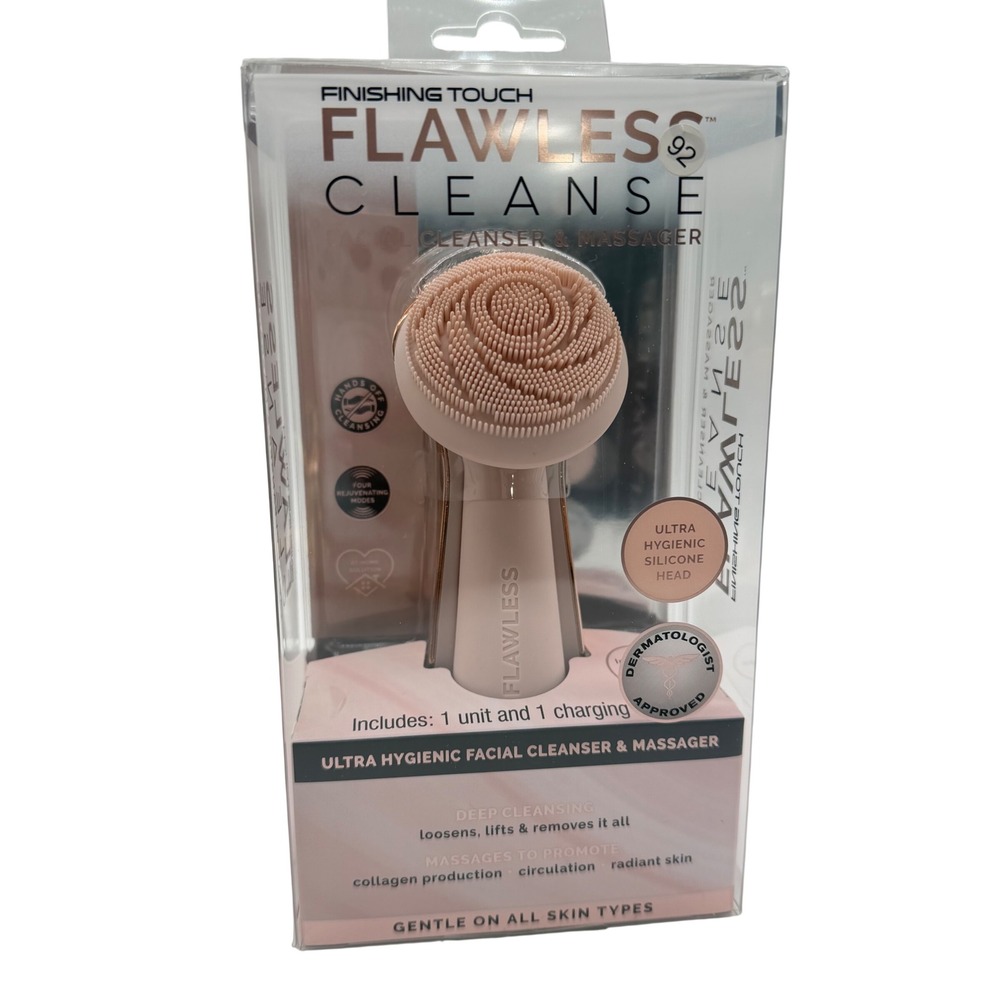 Finishing Touch Flawless Cleanse Silicone Facial Cleanser & Massager Pink New